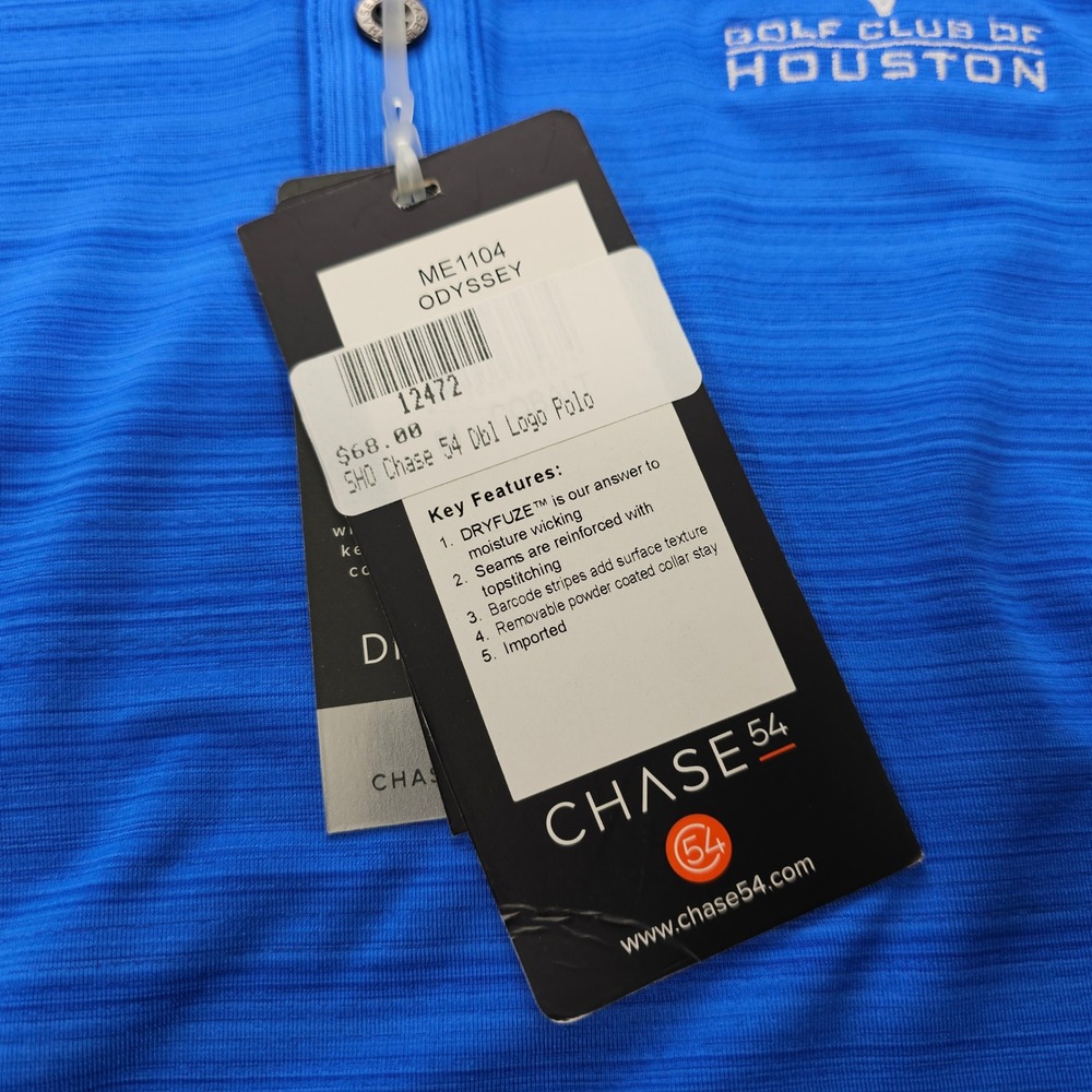 Chase 54 Mens Odyssey Golf Polo Shirt Blue Golf Club of Houston‎ DryFuze Medium - Picture 6 of 10